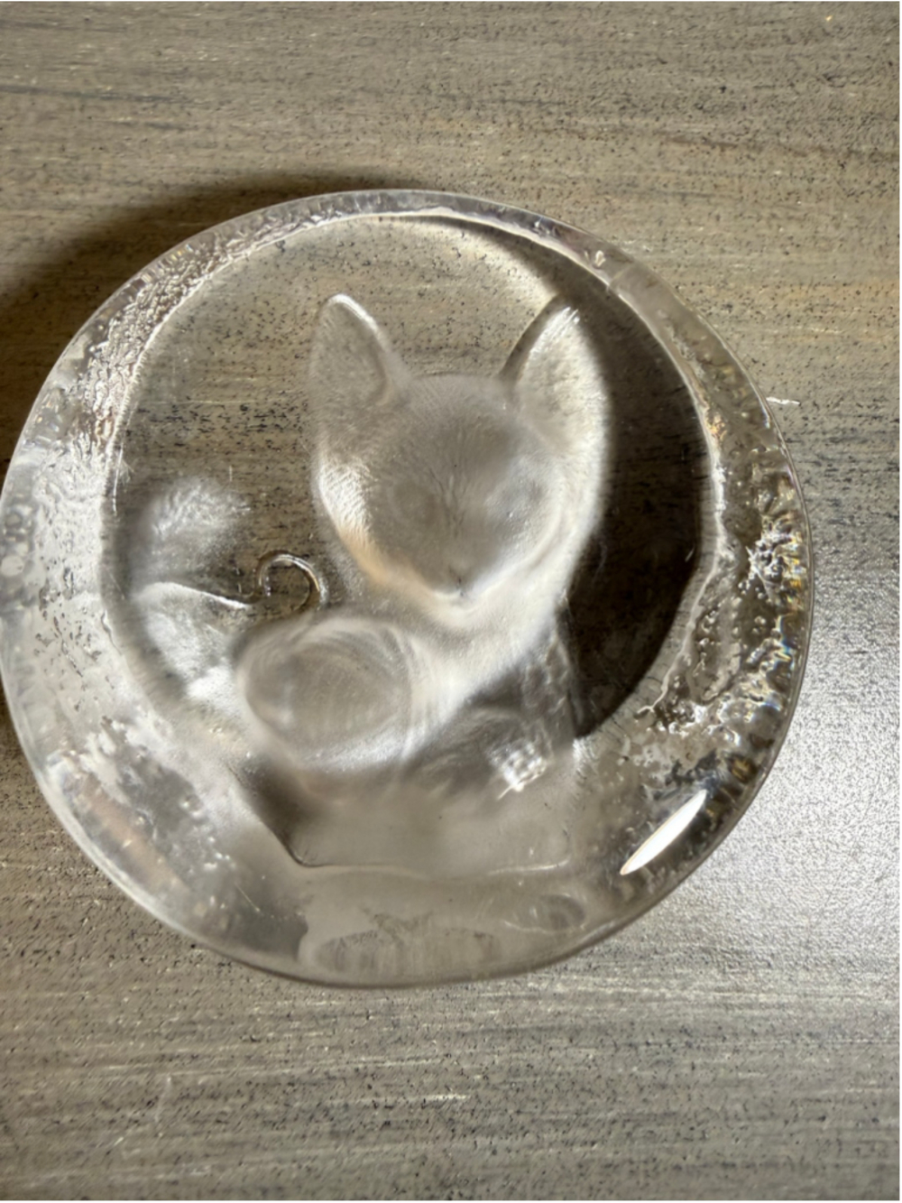 vintage Zajecar 24% Lead Crystal Kitten Paperweight